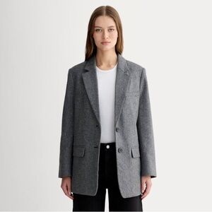 Everlane The Oversized Blazer in Wool in grey herringbone Size 6